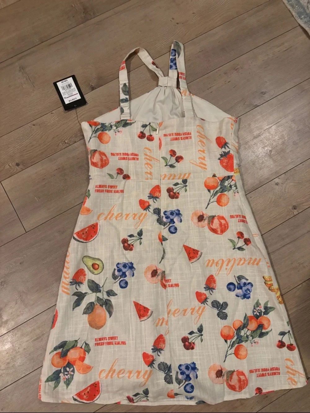 BUNDLE $3/$15  art class Cream Fruit-Print Halter Dress L 10-12 New